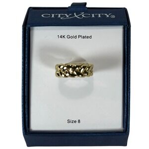 City by City 14K Gold Plated Braided Band Ring Size 8 Woven Statement Jewelry